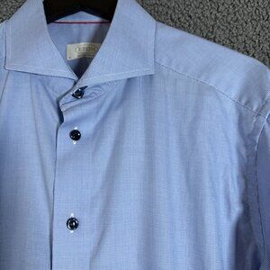 Eton Contemporary Micro Check Cotton Button Up Dress Shirt - Men's Size 41/16